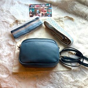 Pom Pom London Mayfair Bag- Steel Blue w/ 3 straps